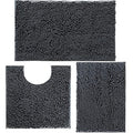 Bathroom Rugs Set Plush Chenille 3 Piece Bath Mat Washable Bath Rugs with Non Slip Backing Bath Carpet,Absorbent Shower Rugs Bat