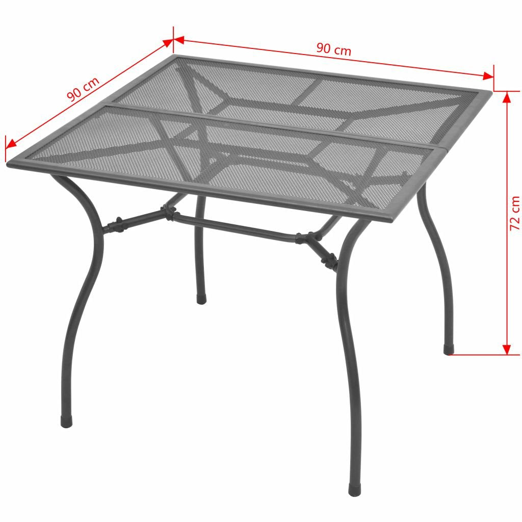 vidaXL Outdoor Dining Table Steel Mesh 90x90x72 cm Garden Patio Furniture