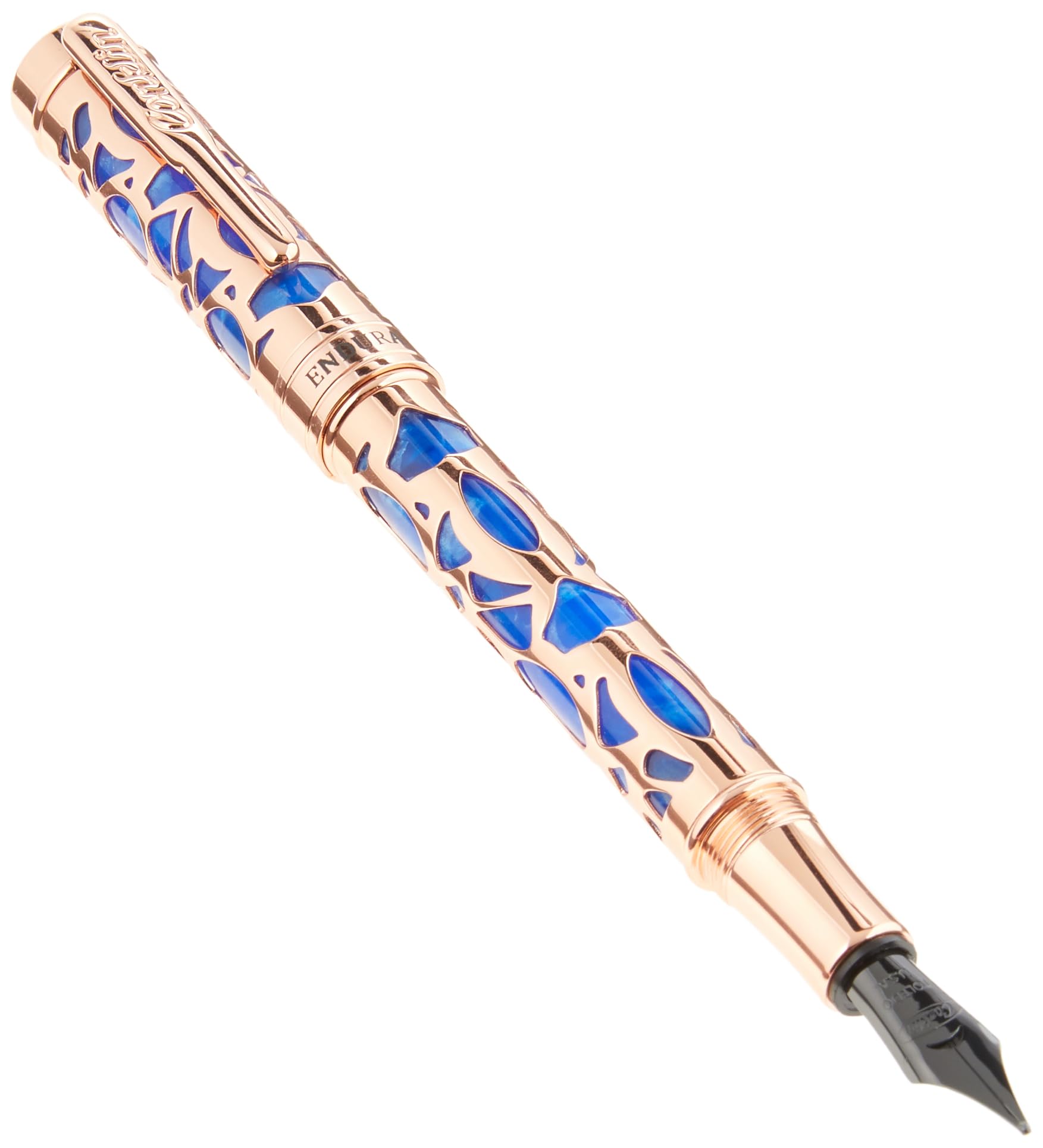 Conklin Endura Deco Crest Fountain Pen In Blue, Broad Nib, Premium Writing Instrument