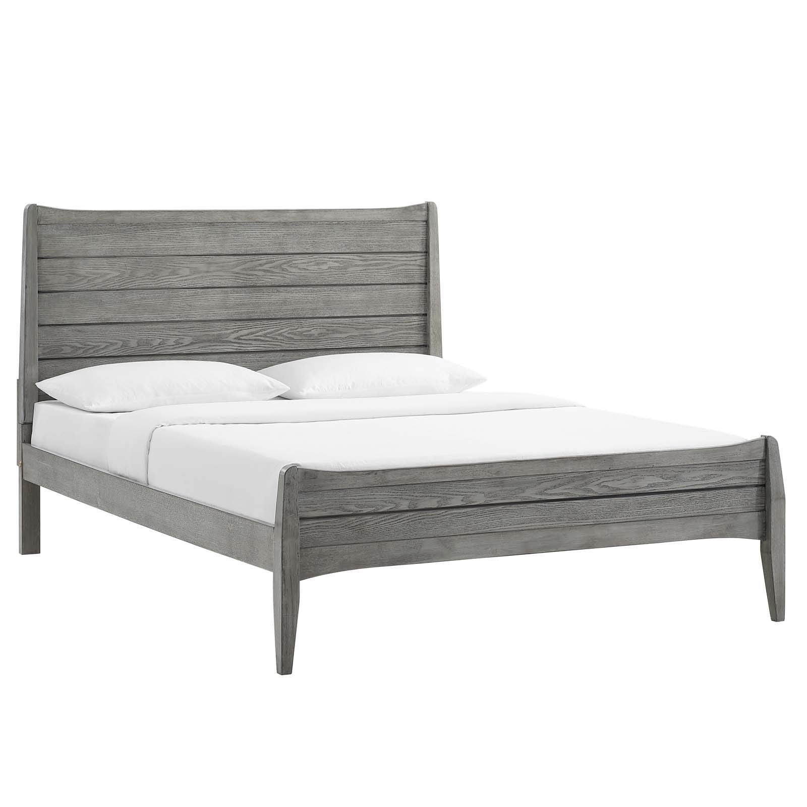 Modway Georgia Queen Wood Platform Bed In Gray