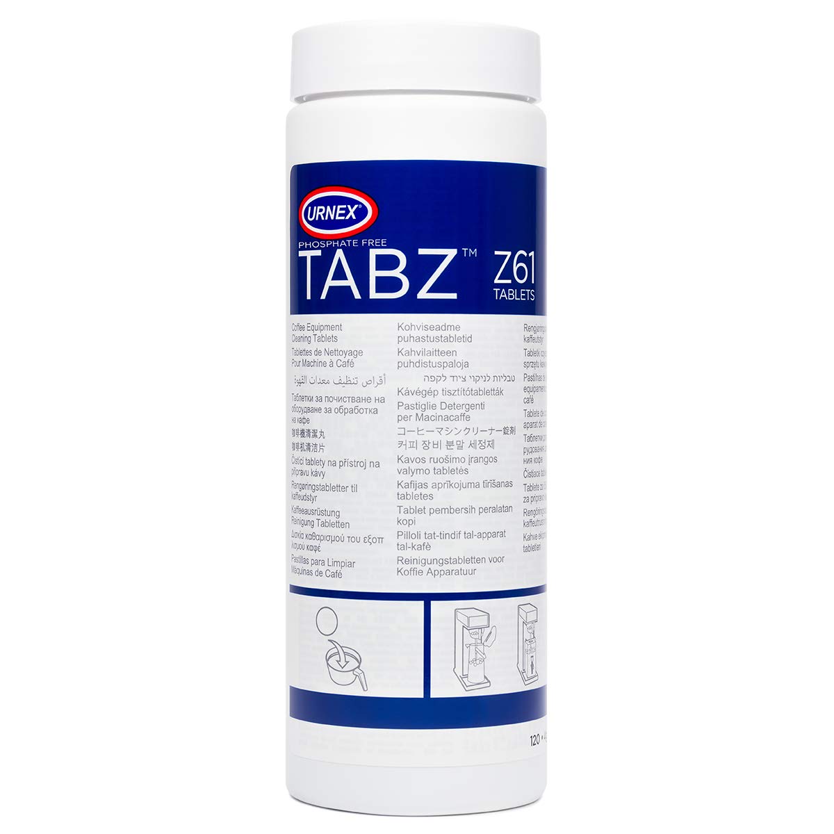 Urnex Tabz Z61 Coffee Equipment Cleaner Tablets  120 Tablets  PhosphateFree