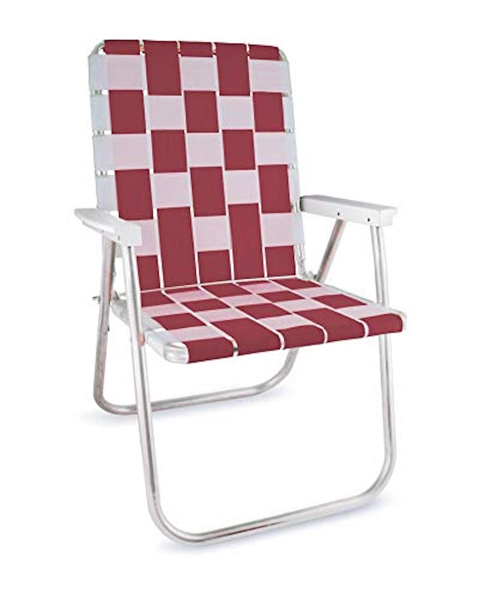 Lawn Chair USA | Folding Aluminum Webbed Chair for Camping, Sports, and Beach | Classic - Burgundy//White