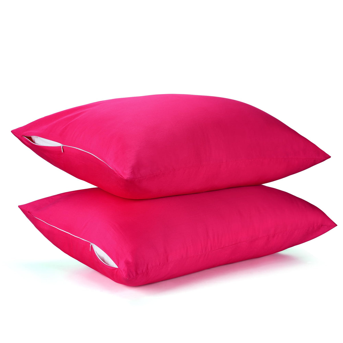 400 Thread Count Cotton Pillow Case King With Zipper, 40' L X 20' W, Cotton Pillow Protectors Cover- Set Of 2 - Hot Pink - Pil