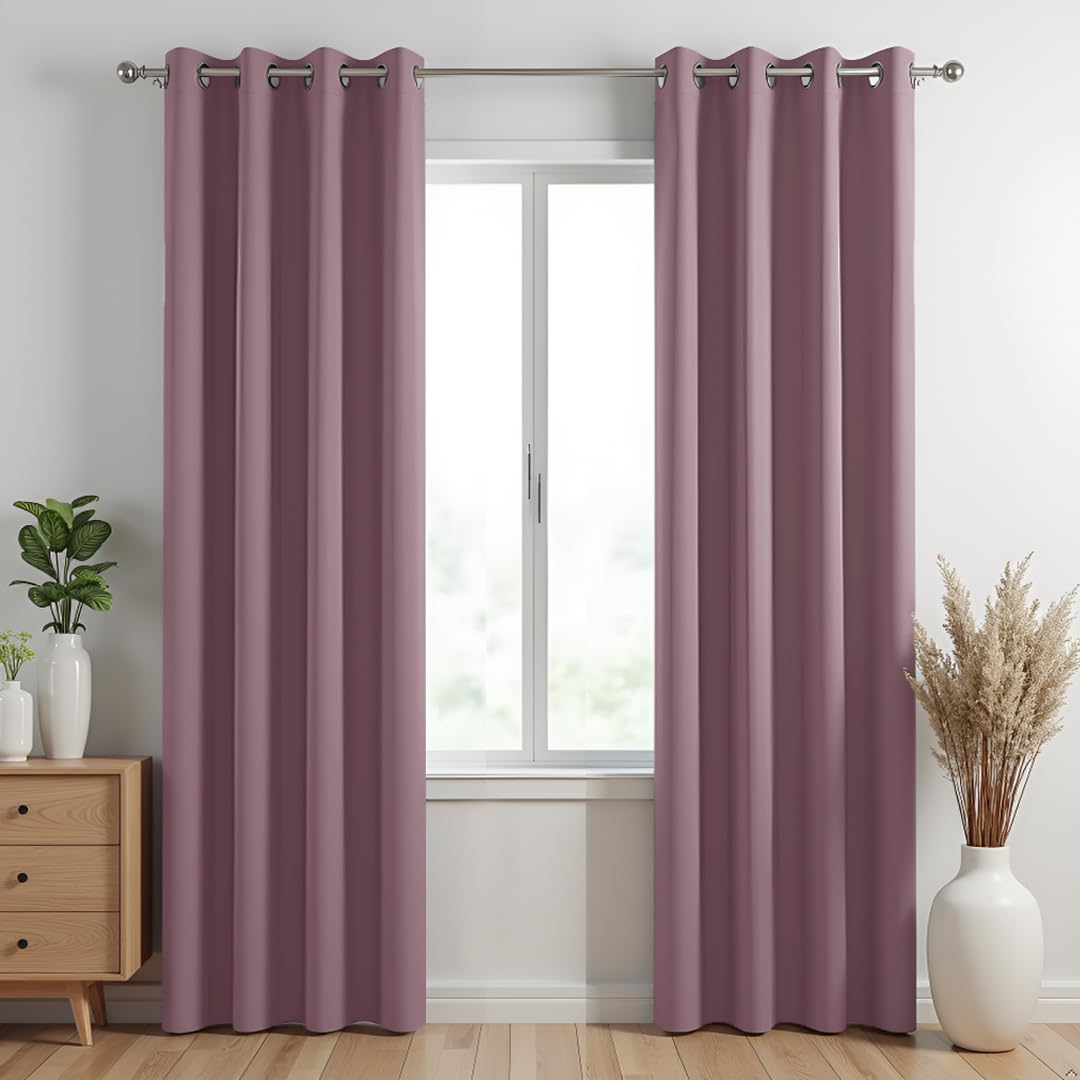 Homemonde 75% Blackout Solid Opaque Curtains For Long Door 8 Feet Pack Of 2  Room Darkening And Privacy Drapes, Thermal Insulat