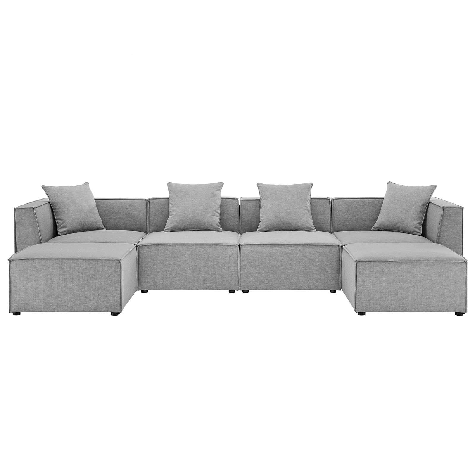 Modway Eei-4383-Gry Saybrook Patio Upholstered 6-Piece Sectional Sofa In Gray, Grey