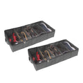 Prettykrafts Fabric 5 Pair Shoe Storage Box| Large Underbed Storage Shoe Bag |Shoe Organizer Underbed Closet| Travel Shoe Cover|
