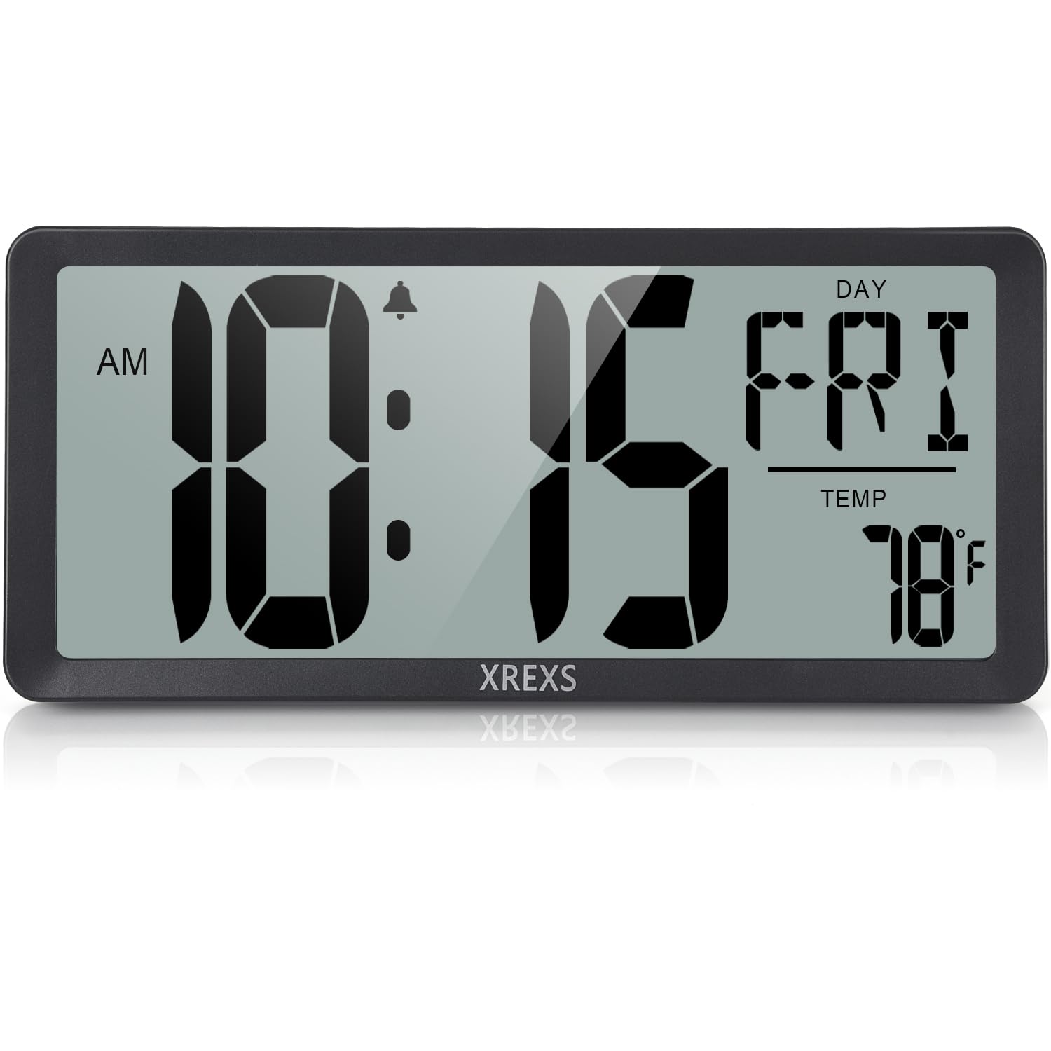 XREXS Large Digital Wall Clock, Battery Operated Alarm Clocks for Bedroom Home Decor, Count Up & Down Timer, 14.17 Inch Large LC