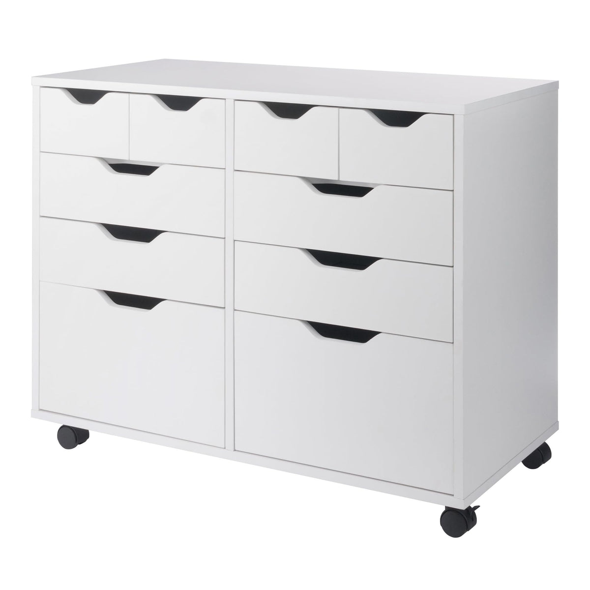 Winsome Halifax Storage Mobile Cabinets, 2 Doors, 4 Drawers, 4 Small Bins, For Home Office, White