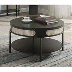 Acme Furniture Round Coffee Table with Open Shelf, Black