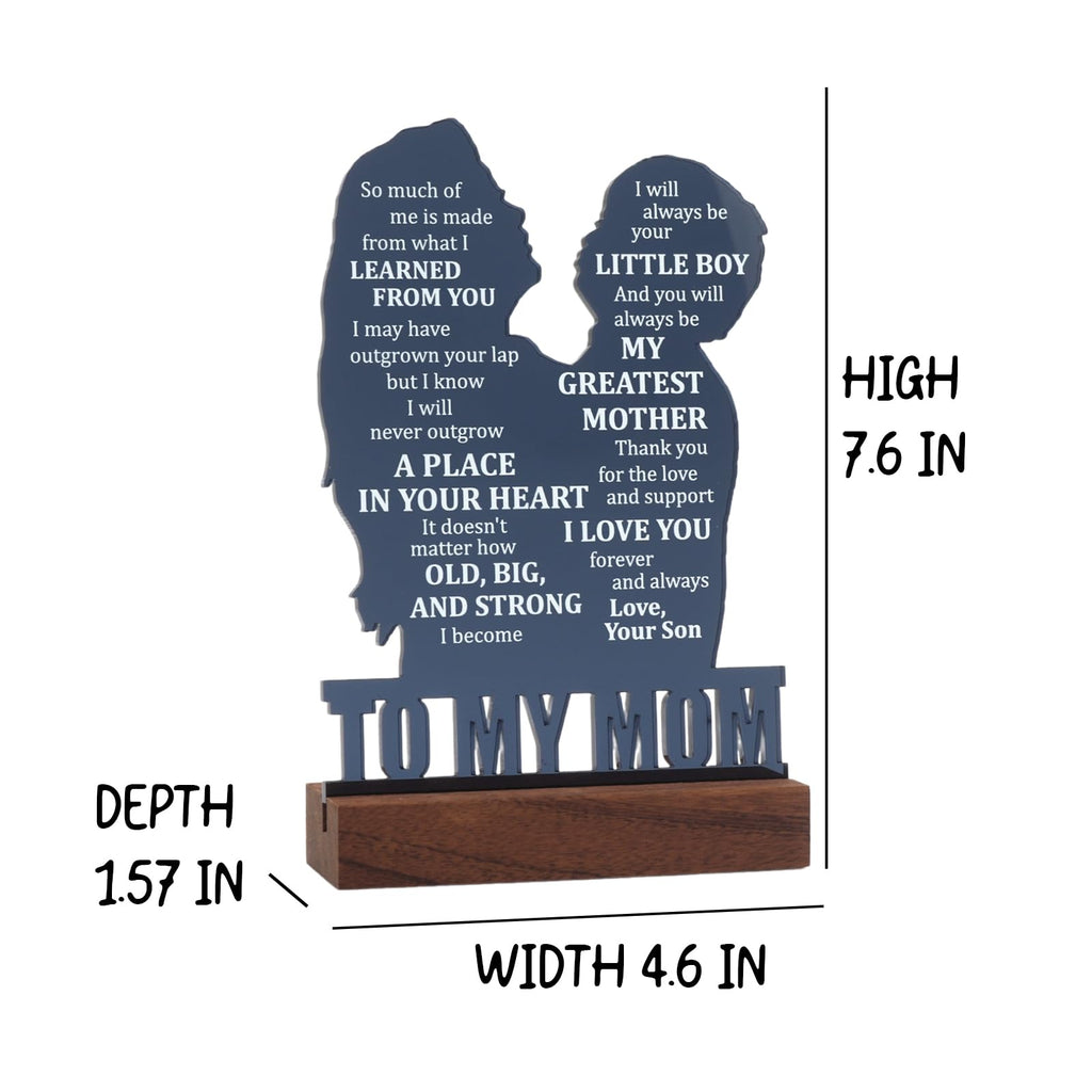 Mom Gifts For Mothers Day From Son, Birthday Gifts For Mom From Son, Mothers Day Sign Gifts For Mom From Son, Acrylic Hug Sign