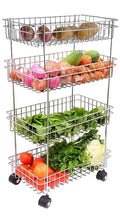 Ashlas 4 Layer Stainless Steel Kitchen Trolley Rack Fruit Vegetable Storage Rack Vegetable. (Silver)