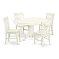 East West Furniture Avno5-Lwh-W Avon 5 Piece Kitchen Set Includes An Oval Room Table With Butterfly Leaf And 4 Dining Chairs, 42X60 Inch, Linen White