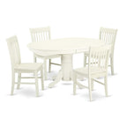 East West Furniture Avno5-Lwh-W Avon 5 Piece Kitchen Set Includes An Oval Room Table With Butterfly Leaf And 4 Dining Chairs, 42X60 Inch, Linen White