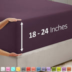 Nestl Extra Deep Pocket Full Fitted Sheet, Purple Full Size Fitted Sheet Only, 1800 Microfiber Fitted Bed Sheet, Ultra Soft Full Bed Fitted Sheet Fits Up To 24 Inch Mattress
