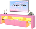 Clikuutory Modern Lighting 63 inch TV Stand with Large Storage Drawer for 50 55 60 65 70 75 Inch TVs, TV Console with 20 Color L