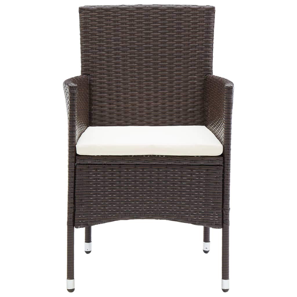 Patio Dining Chairs 4 pcs Poly Rattan Brown