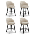 Counter Height Barstools 26 inch Upholstered Swivel Bar Stools with Back and Wood Legs for Kitchen Island,Set of 4,Beige PU Leat