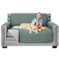Sofa Shield Patented Slipcover, Reversible Tear Resistant Soft Quilted Microfiber, 54 Inch Seat Width, Durable Furniture Stain Protector With Straps, Washable Couch Cover For Dogs, Kids, Seafoam/Cream