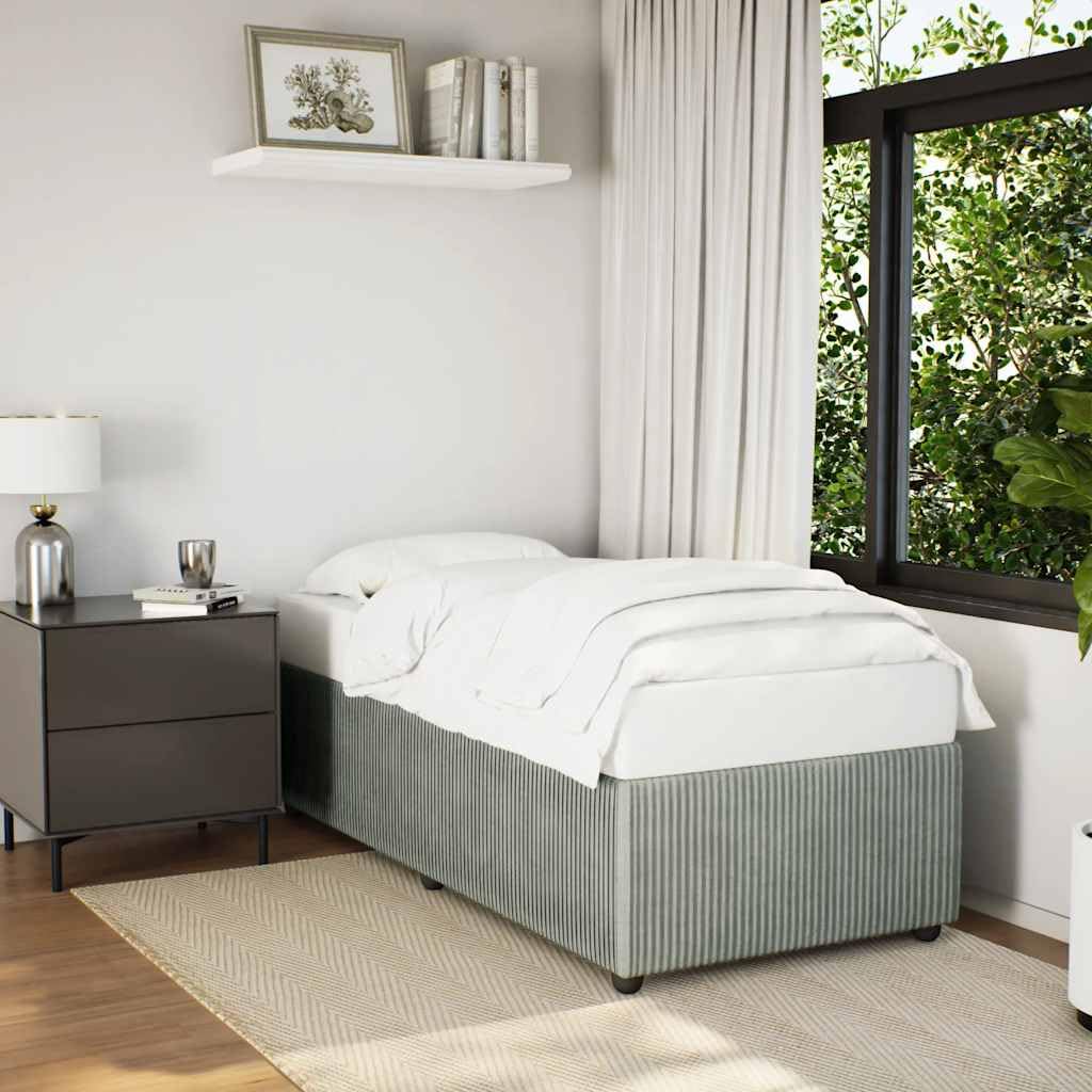 vidaXL upholstered Twin Bed Frame - Light Gray Velvet Mattress Base with Slat Support - 74.8 x 39.4 x 18.1 inches - Modern Bedroom Furniture