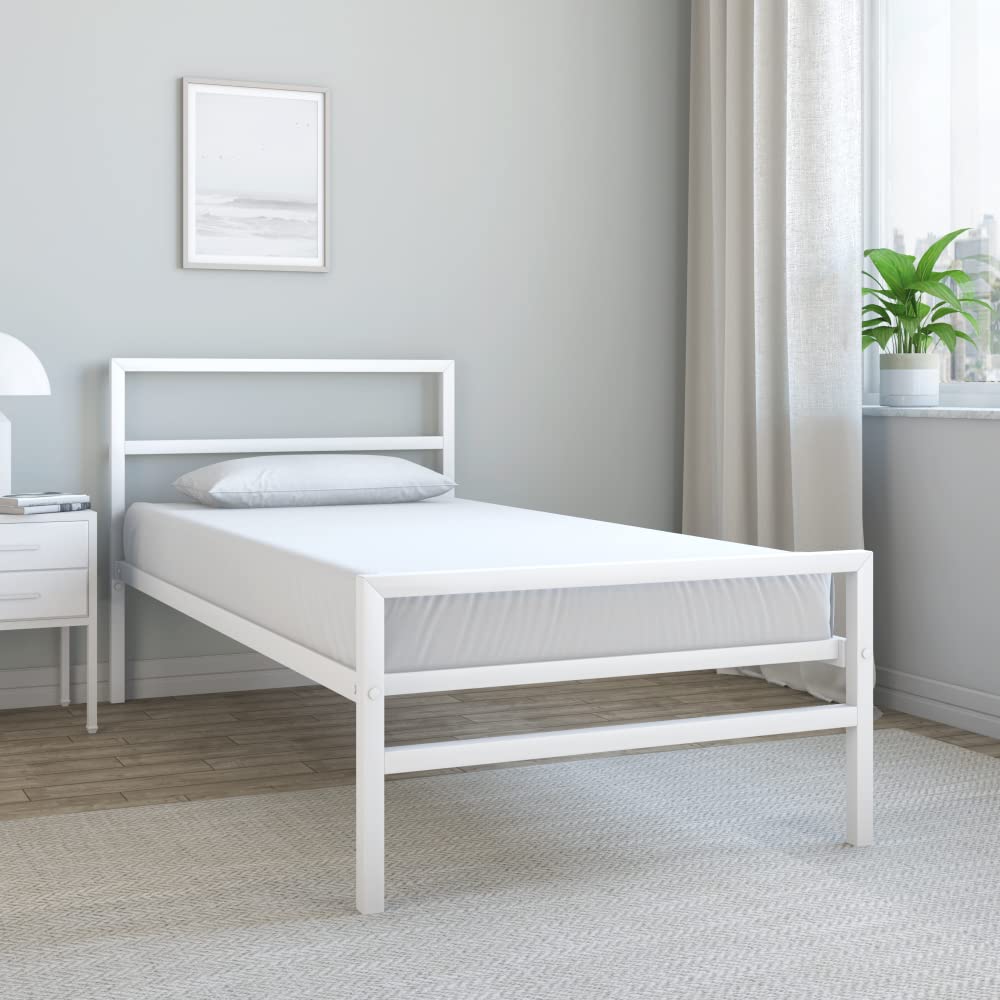 Nilkamal Sleep Striker Single Size Metal Bed (White)
