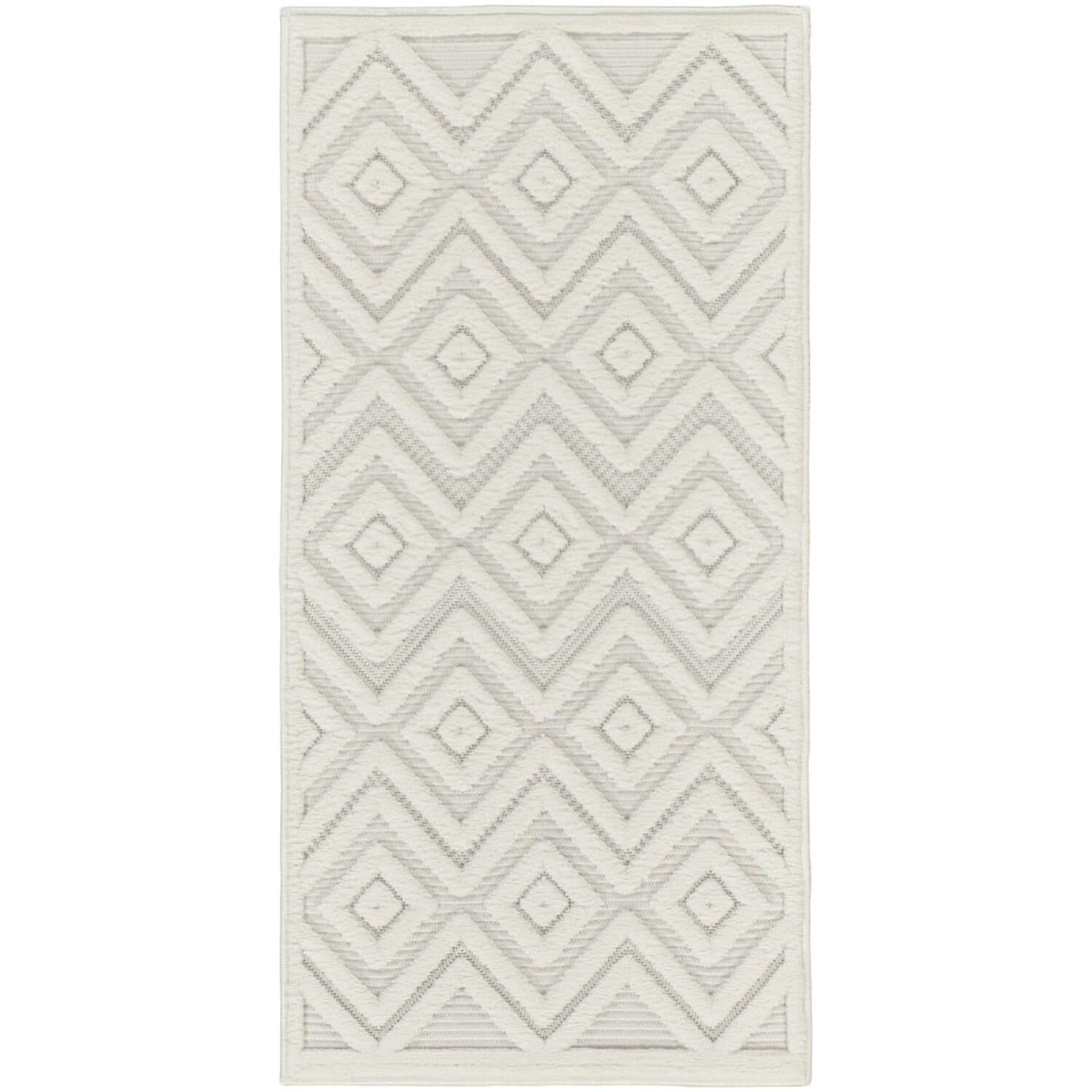 Nourison Versatile Indoor/Outdoor Ivory White 3' X 5' Area Rug, Easy Cleaning, Non Shedding, Bed Room, Living Room, Dining Room,