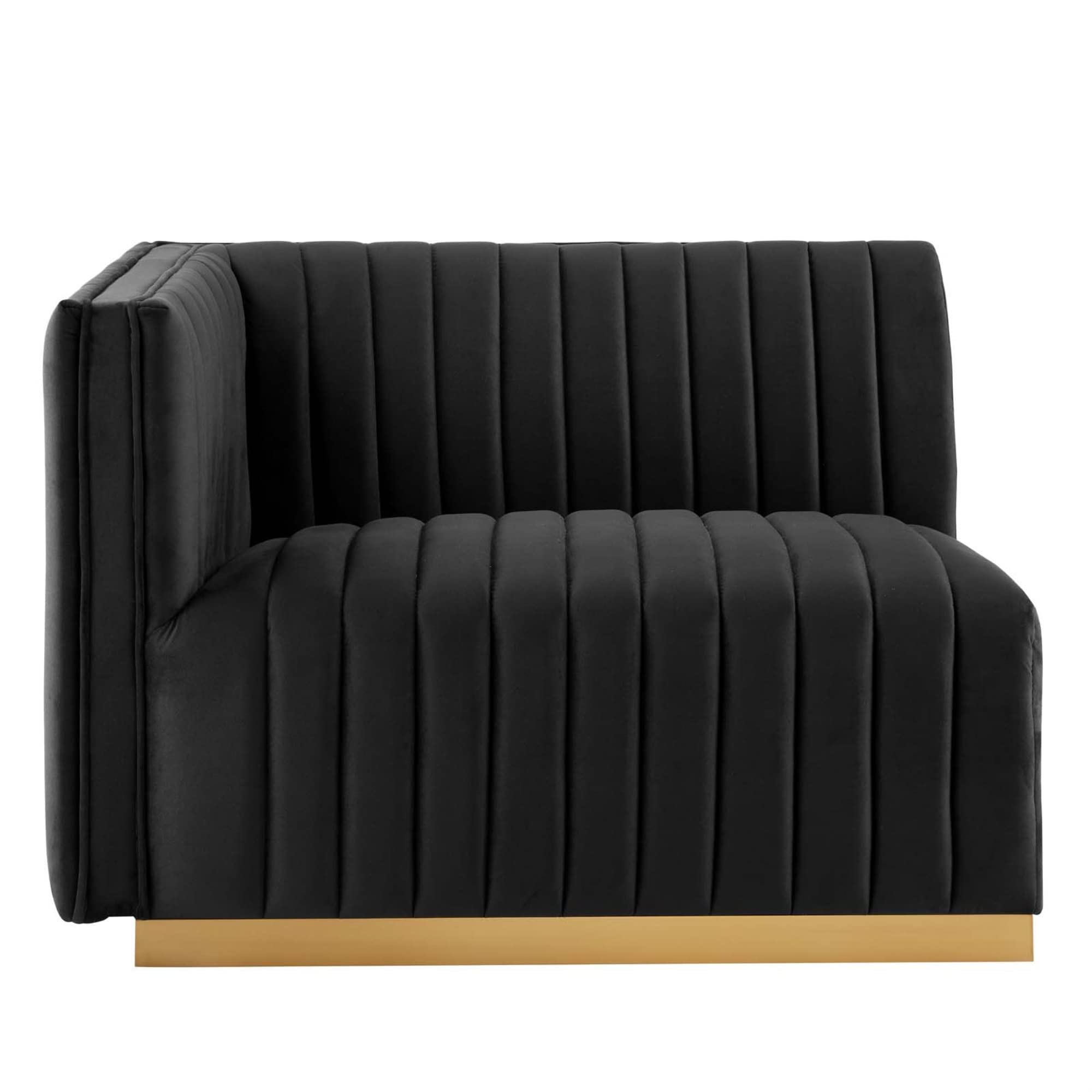 Modway Conjure Channel Tufted Performance Velvet Left-Arm Chair In Gold/Black