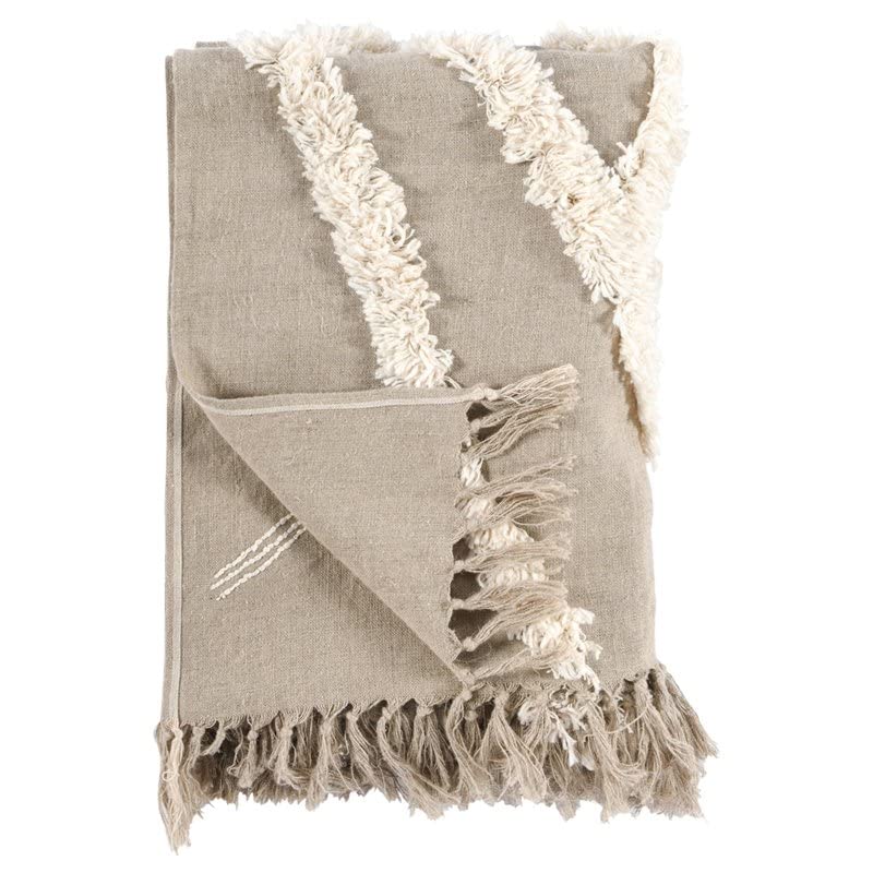 Kosas Home Rowan 50X70 Transitional Linen Fabric Throw Blanket In Ivory/Natural