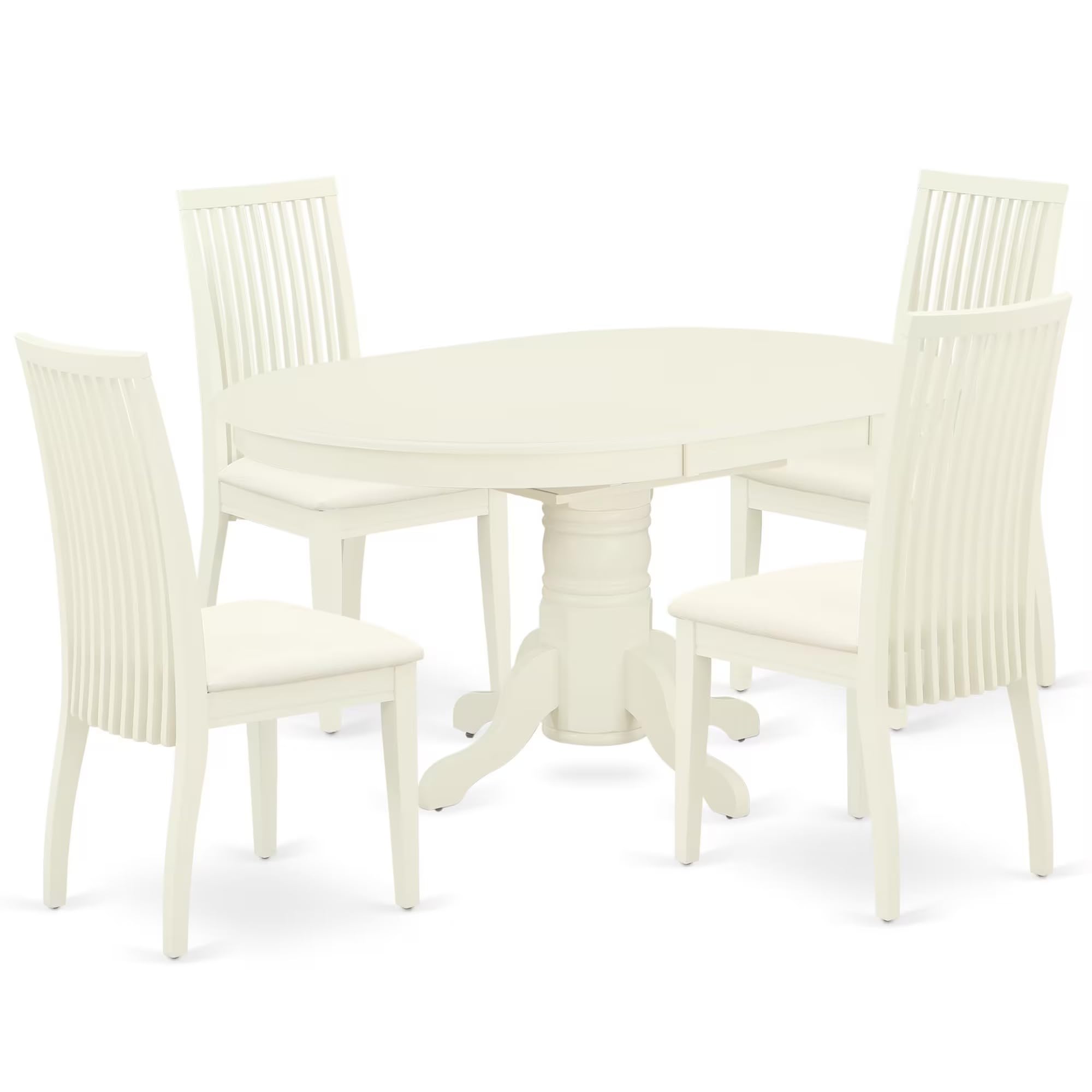 East West Furniture Avip5-Lwh-C 5 Piece Dinette Set For 4 Includes An Oval Dining Room Table With Butterfly Leaf And 4 Linen Fabric Kitchen Dining Chairs, 42X60 Inch, Linen White