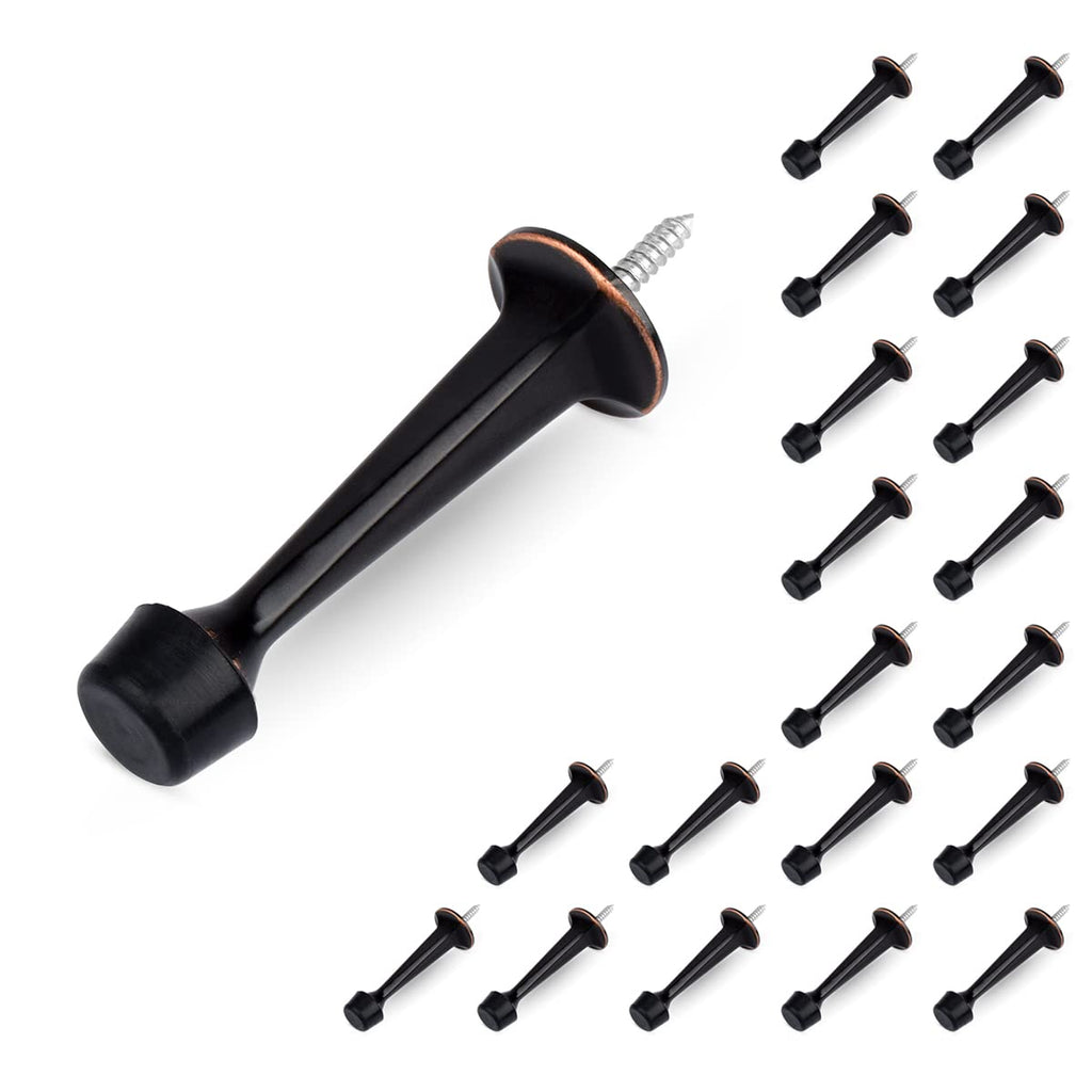 Homotek 20 Pack Heavy Duty Solid Rigid Door Stop With Soft Rubber Tip, Zinc Die Cast Door Stopper Protect Wall & Door, Black