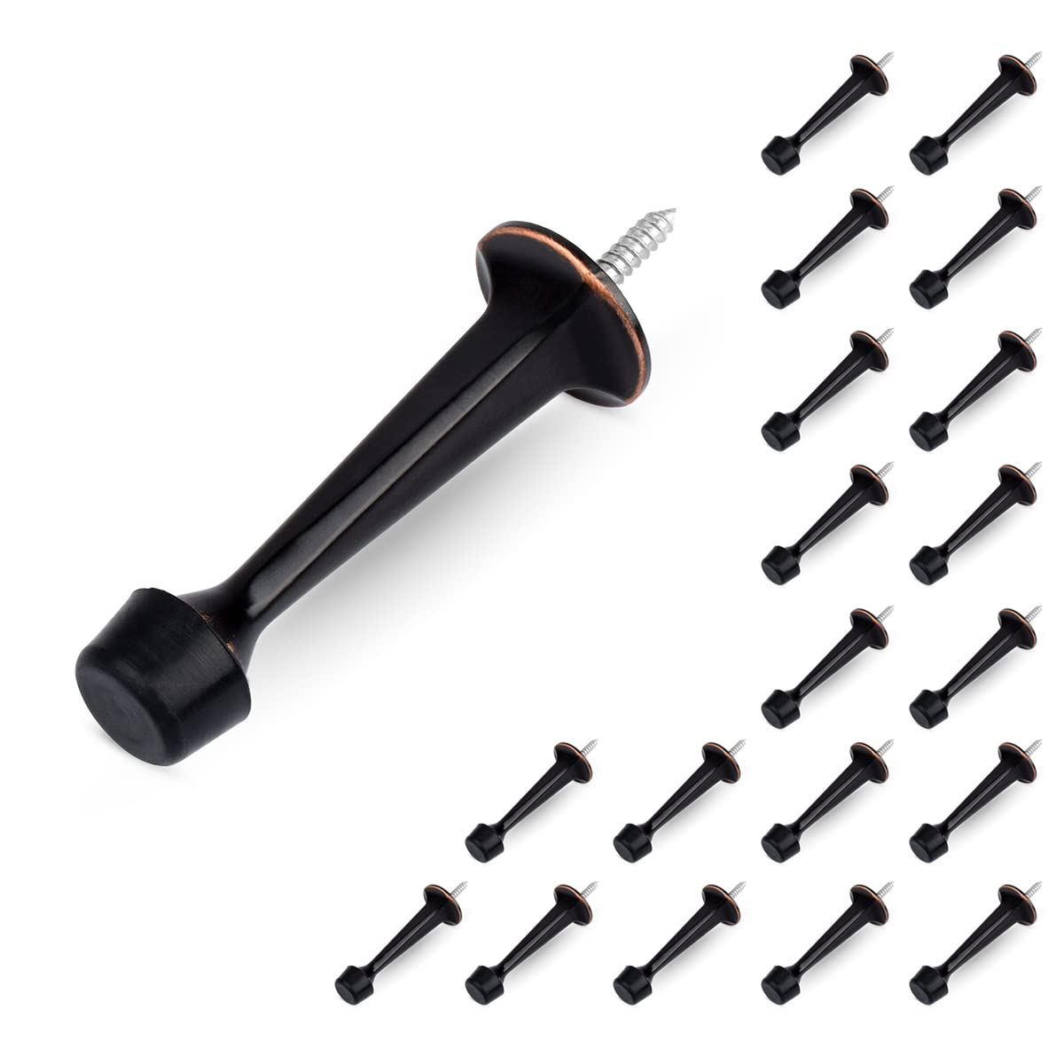 Homotek 20 Pack Heavy Duty Solid Rigid Door Stop With Soft Rubber Tip, Zinc Die Cast Door Stopper Protect Wall & Door, Black