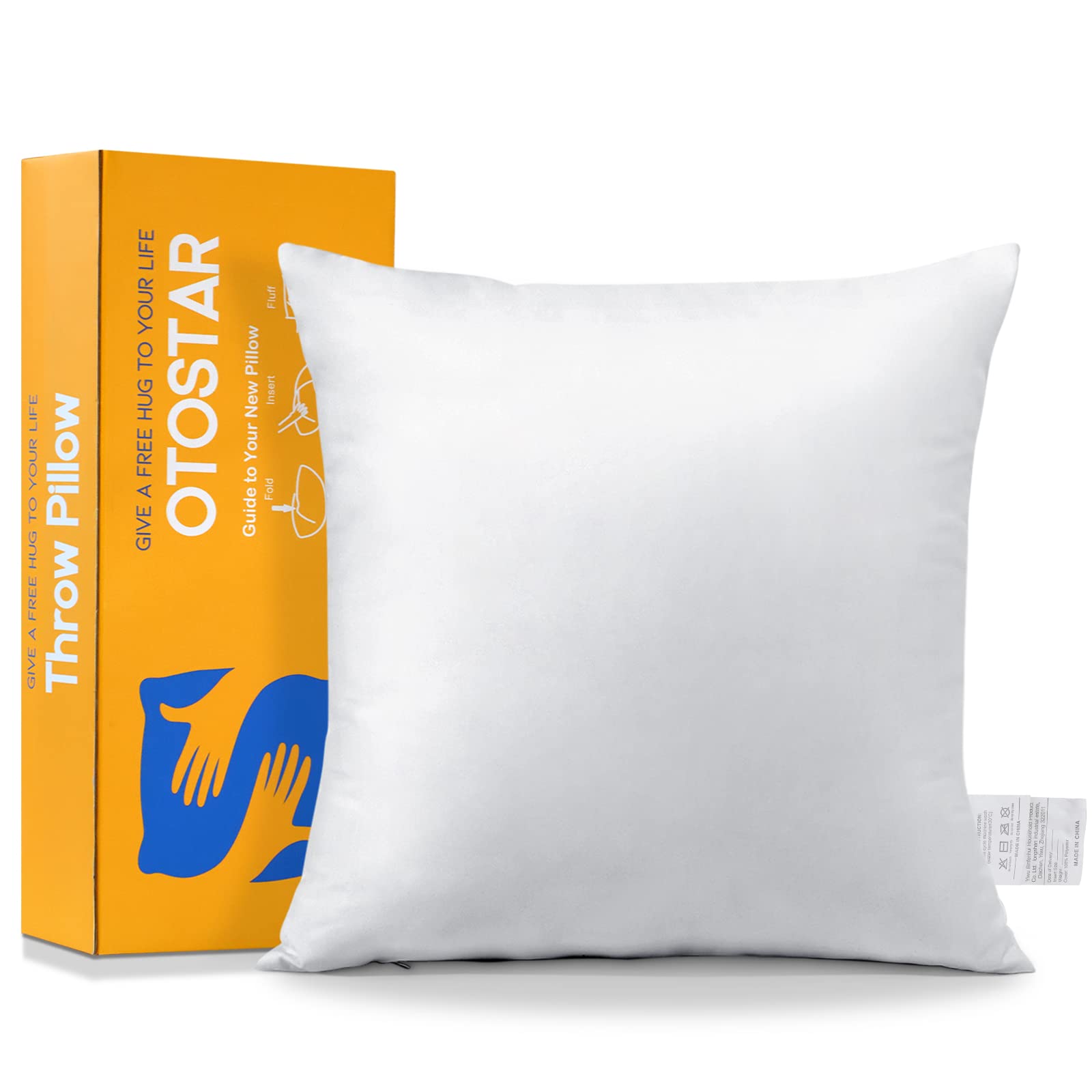 Otostar Throw Pillow Insert, 18 X 18 Square Cushion Inner Soft Fluffy Plump Stuffer Cushion Pad White Decorative Pillow Insert