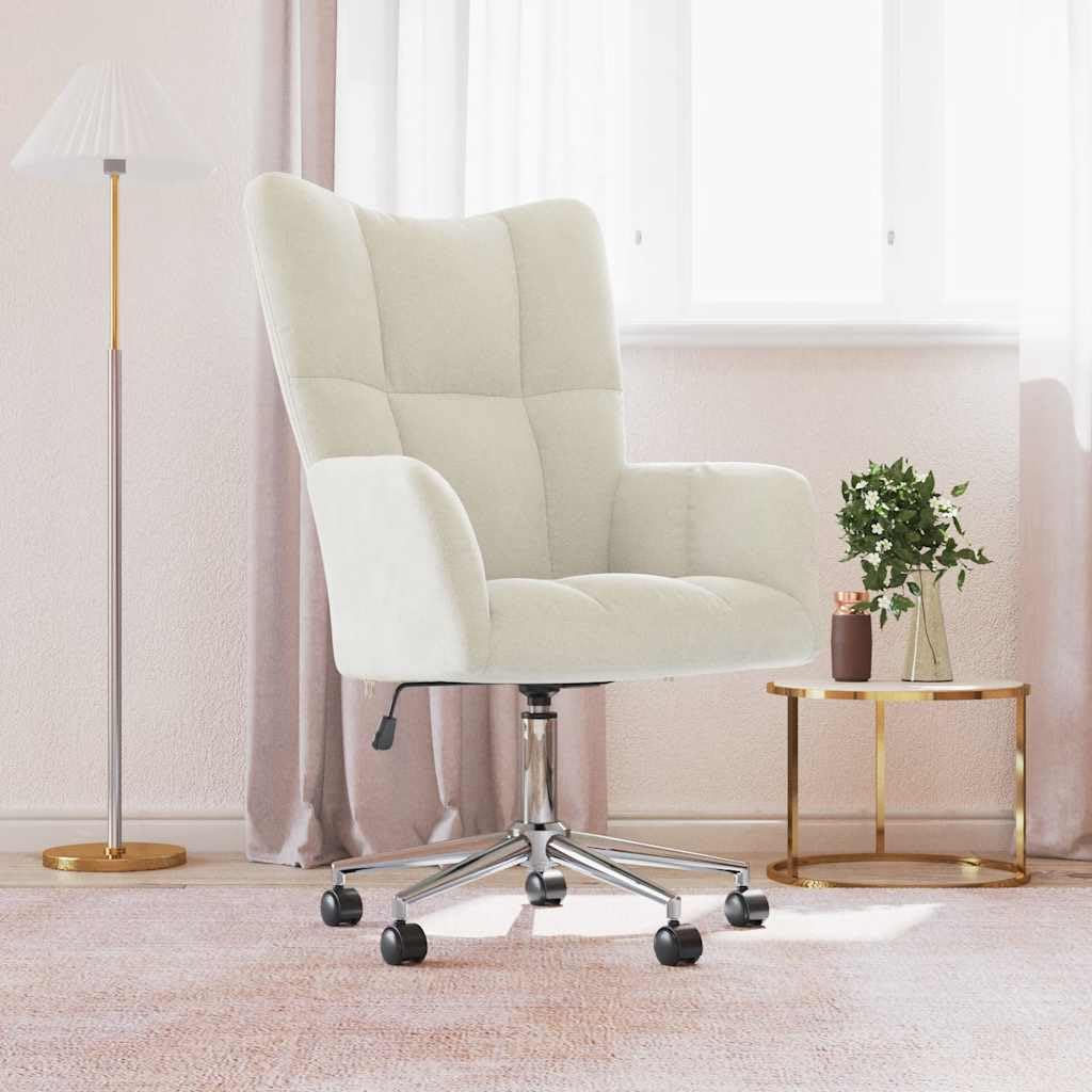 vidaXL Recliner Chair with Wheels, Height-Adjustable, Rotatable, TV Chair, Upholstered Chair, Relaxing Chair, Wing Chair, Living Room, Cream White Velvet
