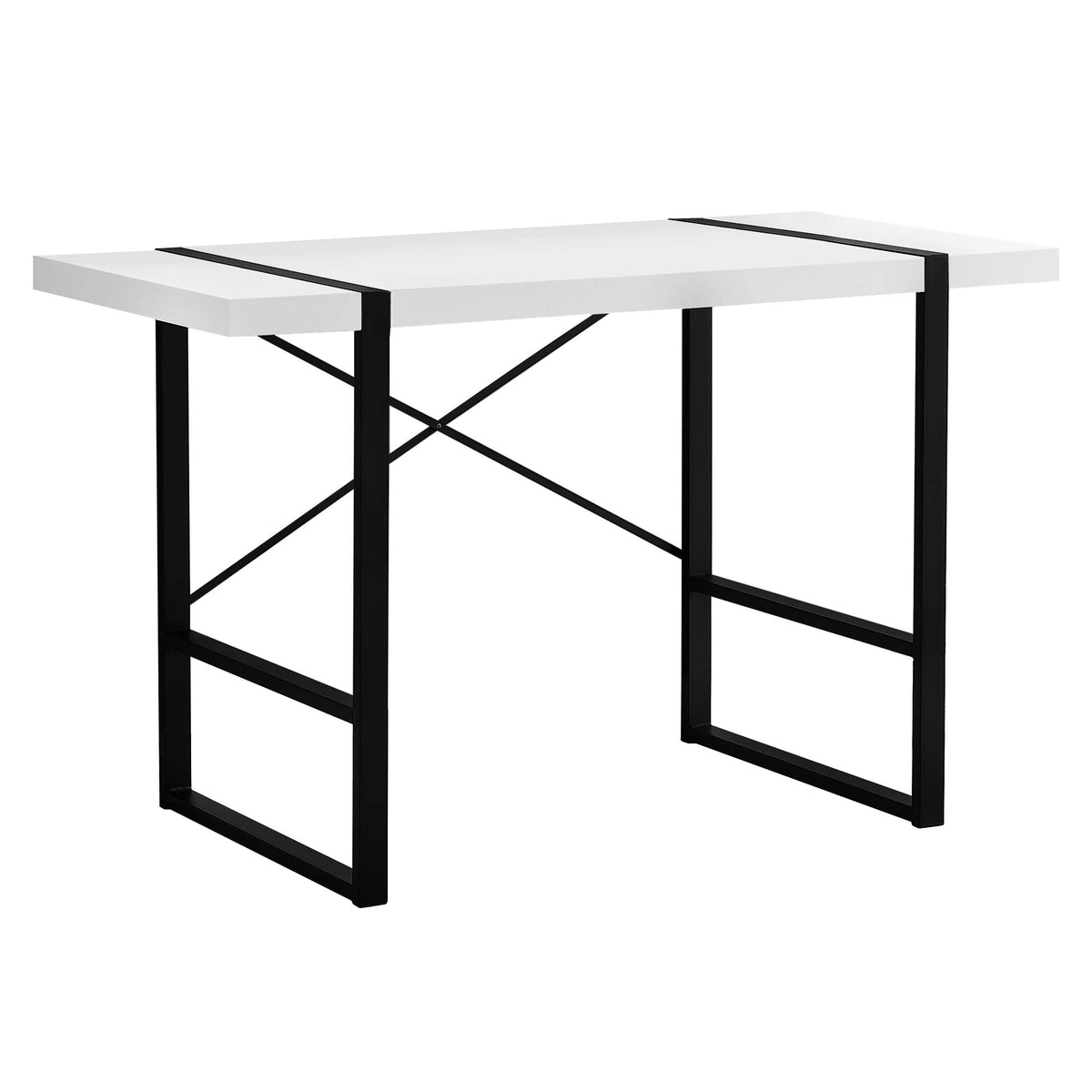 HomeRoots Decor 23.75-inch x 49-inch x 30-inch White, Black, Particle Board, Hollow-Core, Metal - Computer Desk