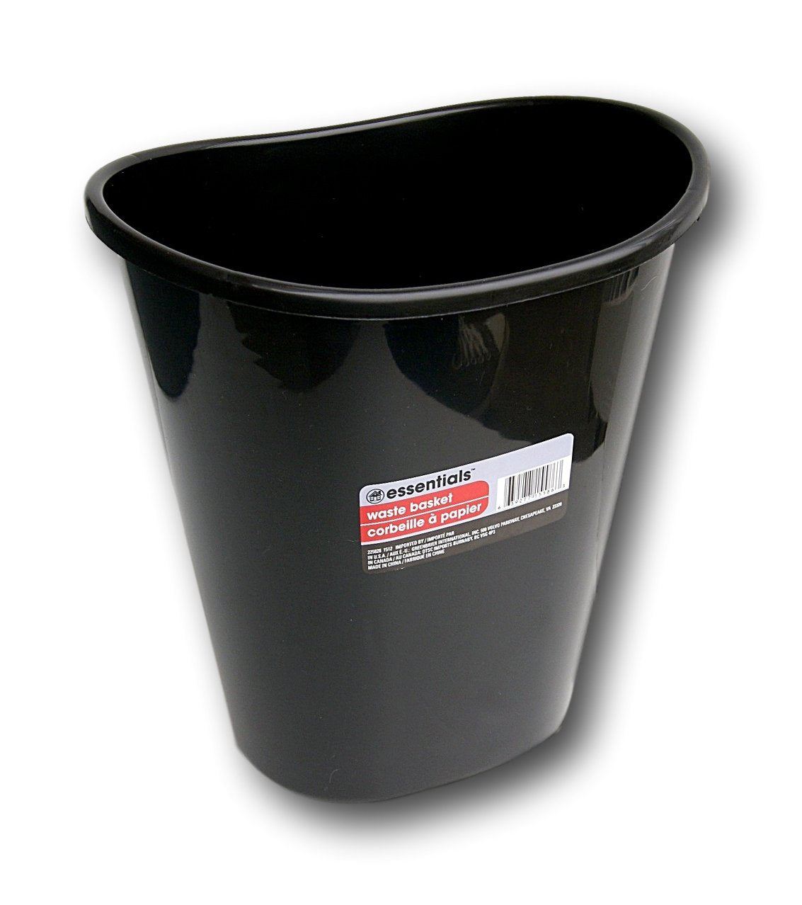 Greenbrier International Essentials Black Plastic Oval Wastebasket  7 Qt.