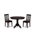 East West Furniture HLAN3-CAP-LC Boston 3-Piece Modern Set Contains a Round Table and 2 Faux Leather Kitchen Dining Chairs, 42x42 Inch, Cappuccino