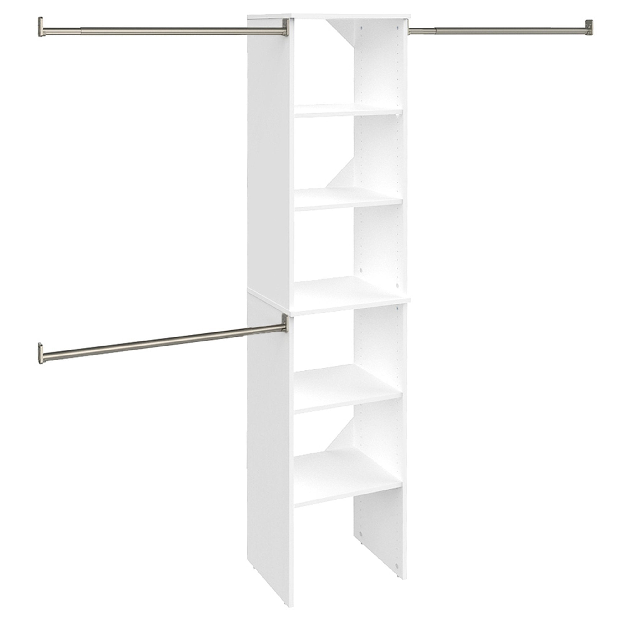 ClosetMaid SuiteSymphony Wood Closet Organizer Starter Kit with Tower and 3 Hang Rods, Shelves, Adjustable, Fits Spaces 4 - 9 ft