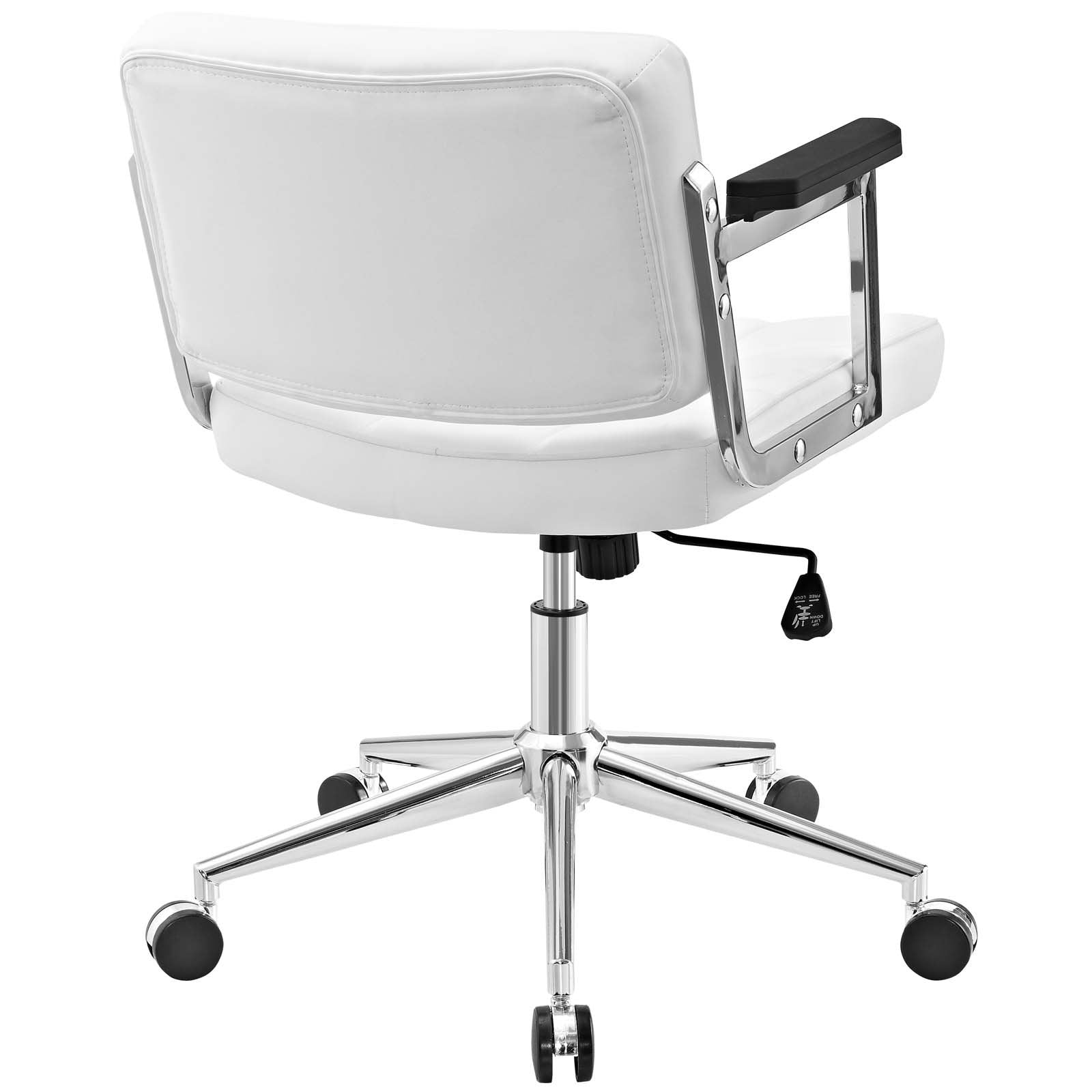 Modway Portray Mid Back Faux Leather Modern Office Chair In White