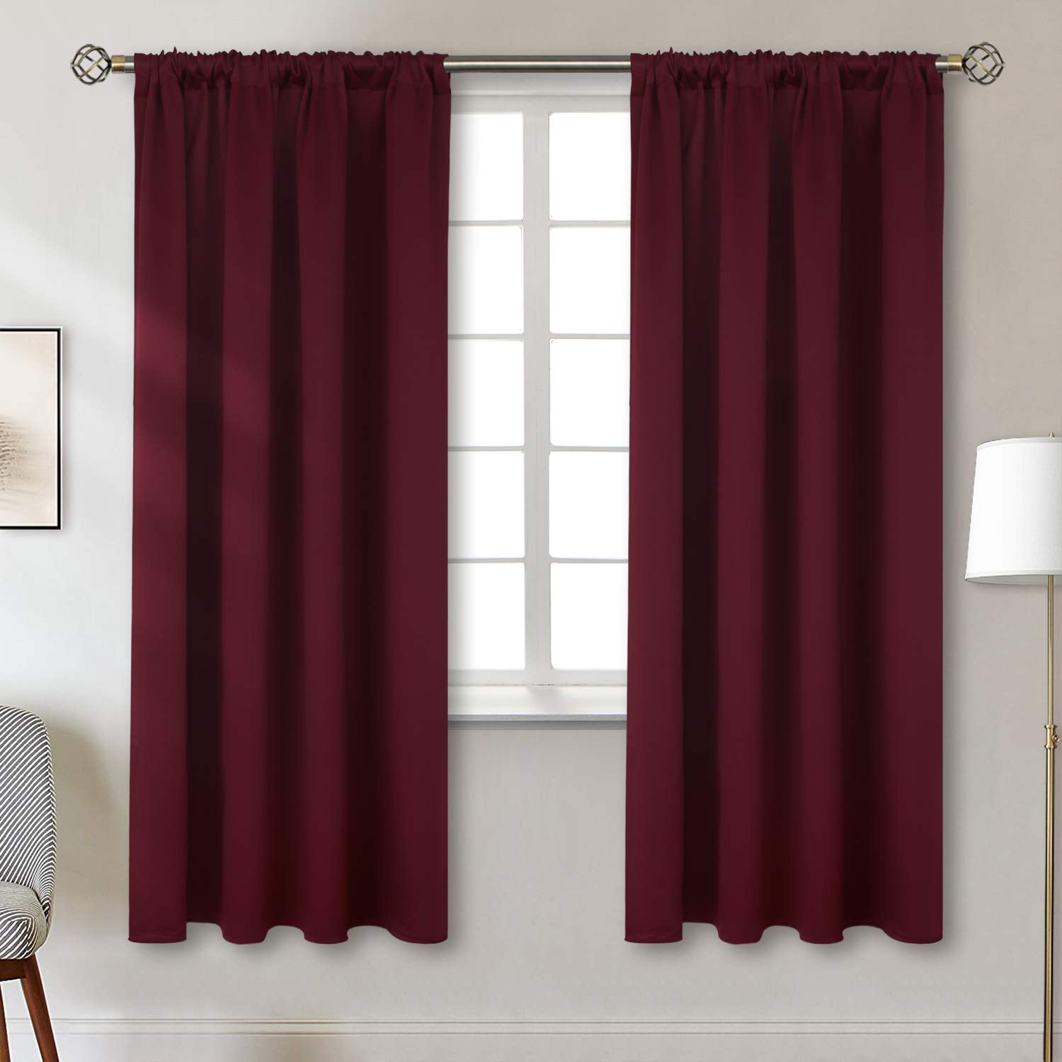Bgment Burgundy Curtains 72 Inch Length 2 Panels Room Darkening - Thermal Insulated Rod Pocket Blackout Curtain Drapes For Bedro