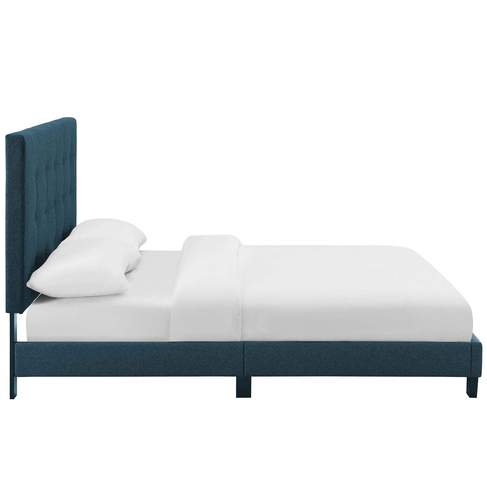 Modway Melanie Tufted Fabric Upholstered Queen Platform Bed In Azure