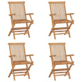 vidaXL Set of 4 Folding Patio Chairs in Brown, Crafted from Durable, Weather Resistant and Finely Sanded Teak Hardwood
