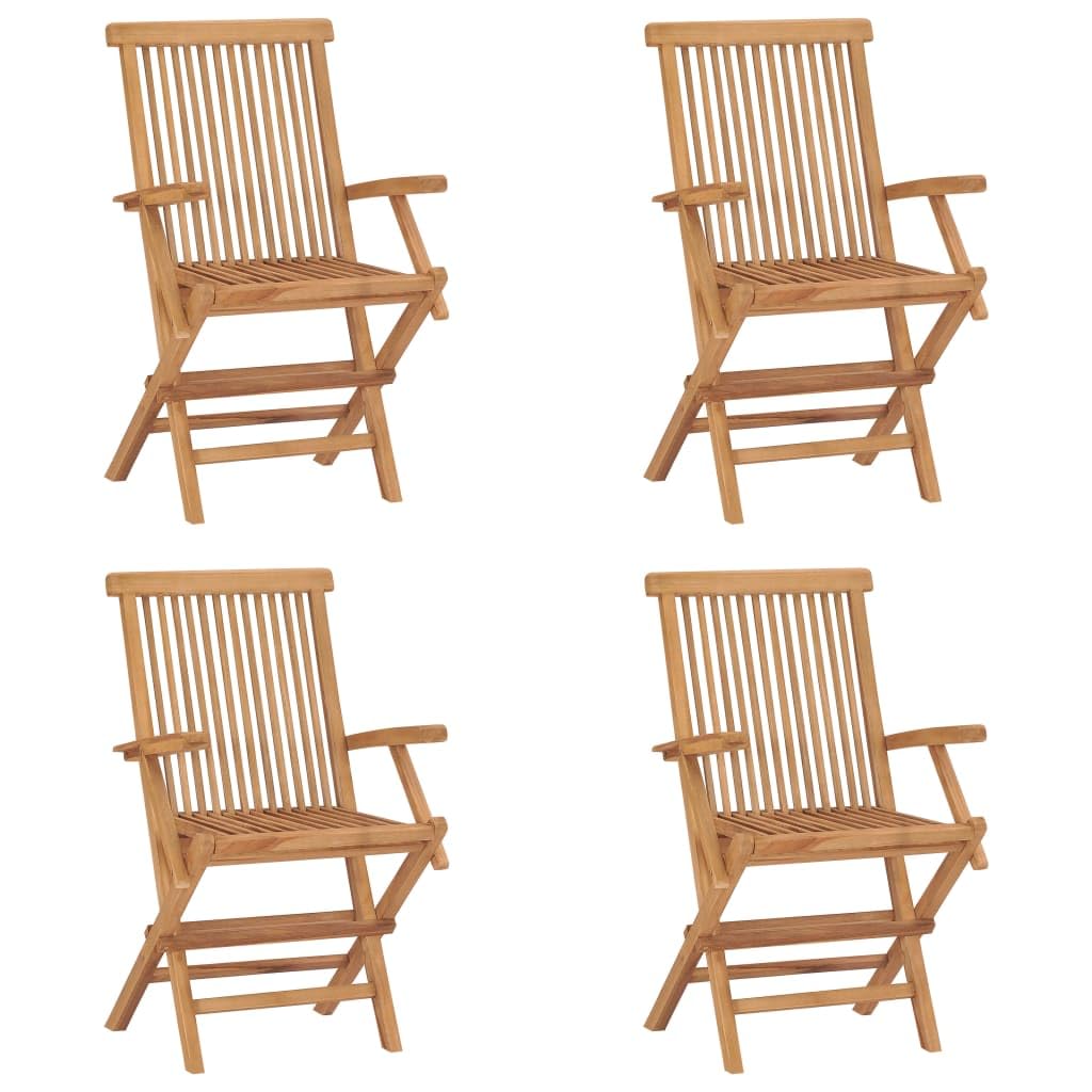 vidaXL Set of 4 Folding Patio Chairs in Brown, Crafted from Durable, Weather Resistant and Finely Sanded Teak Hardwood