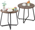 VECELO Patio Outdoor Side Snack Table,Small Round Anti-Rust Metal Style for Garden Balcony,Yard,Living Room