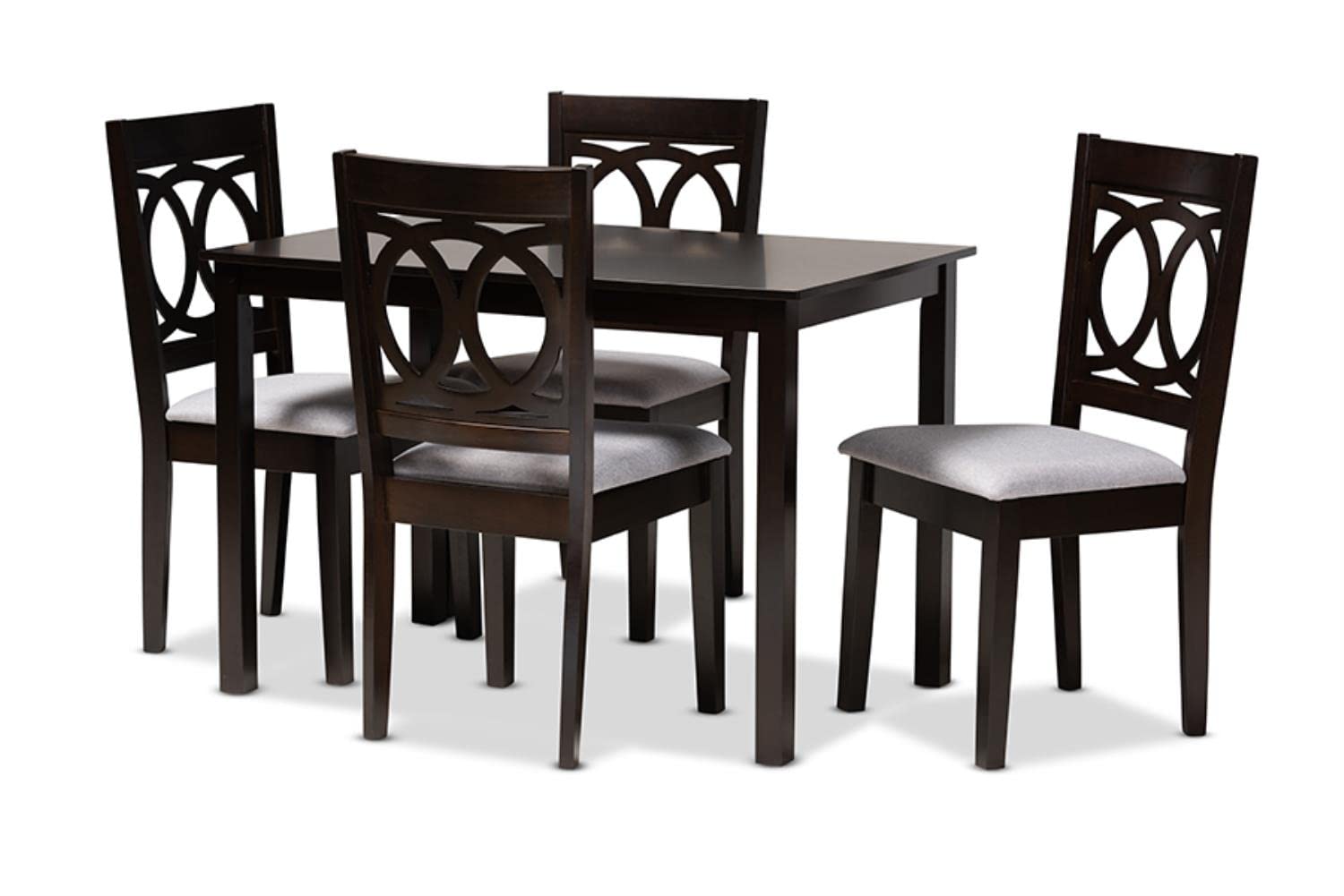 Baxton Studio Lenoir Modern and Contemporary Gray Fabric Upholstered Espresso Brown Finished Wood 5-Piece Dining Set