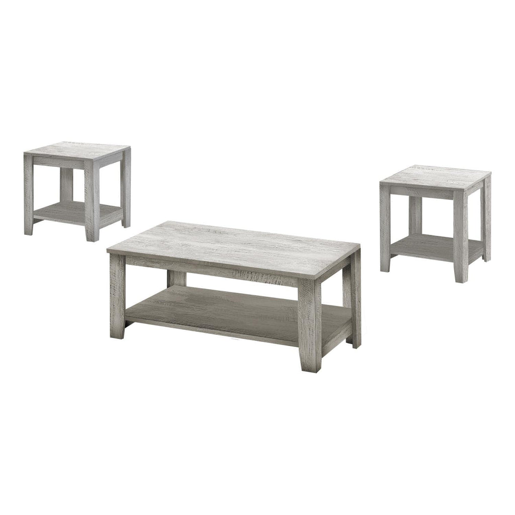 Monarch Specialties 7880P Table, 3pcs Set, Coffee, End, Side, Accent, Living Room, Laminate, Grey, Transitional Set-3Pcs Industrial, 42' L x 20.5' W x 17' H