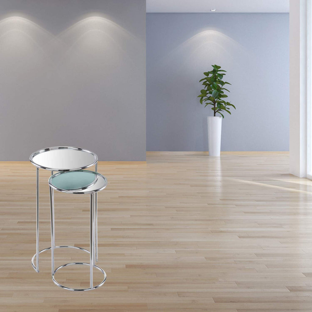 HomeRoots 12' X 12' X 22' Buffed Nested Mirror Tables Set of 2