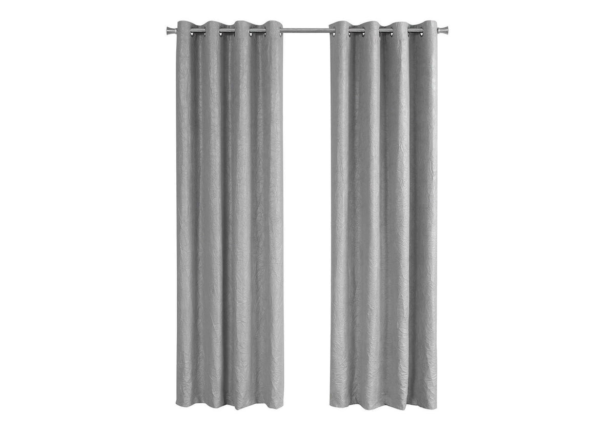 Monarch Specialties Curtain Panel Room Darkening, Micro Suede, Wrinkled Finish 95&quot;H Silver