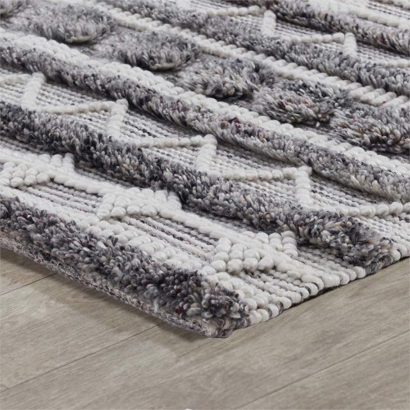 Kosas Home Tonopah 24 X 30 Geometric Polyester Fabric Area Rug In Ivory/Gray