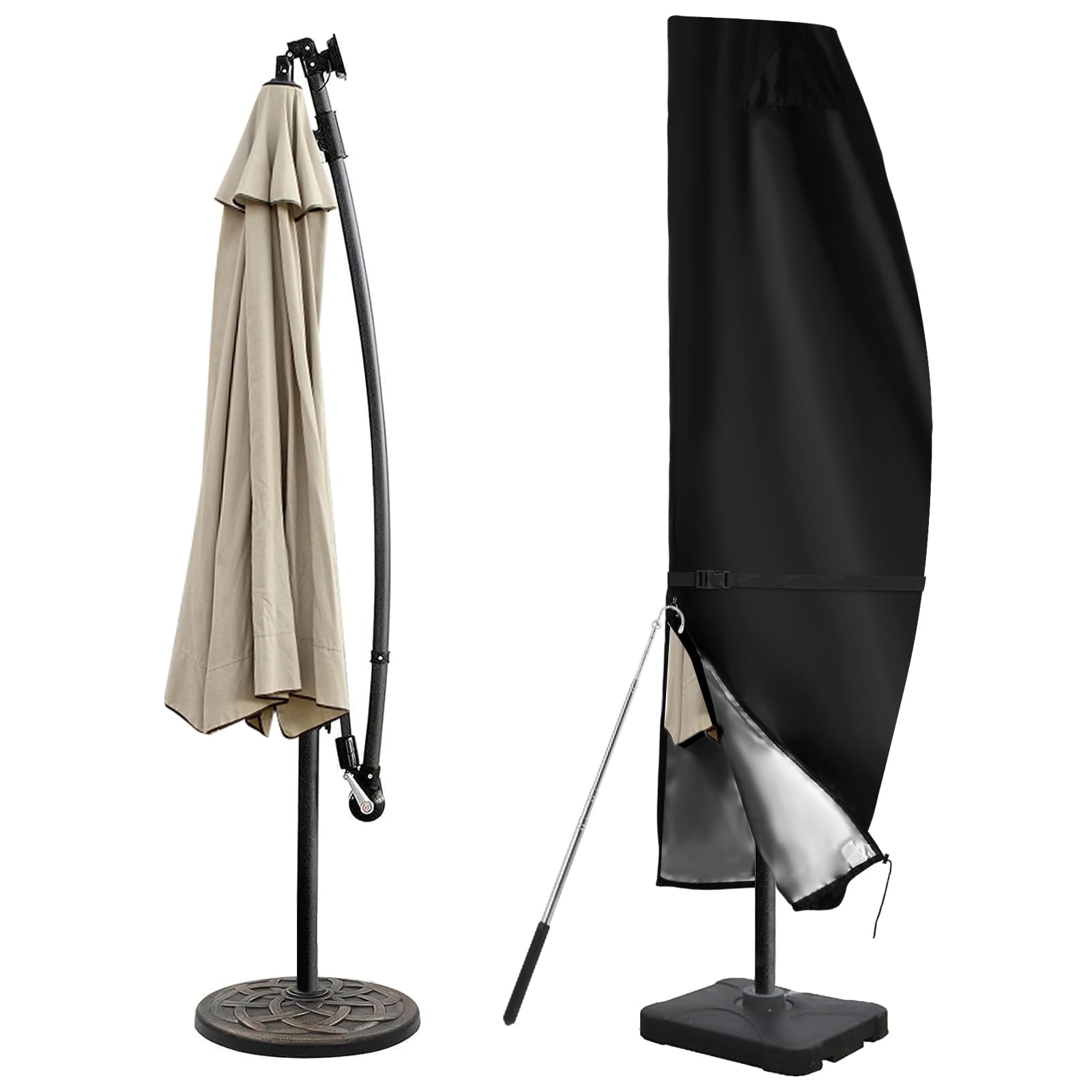 Patio Umbrella Cover,Docepert 420D Outdoor Cantilevered Offset Umbrella Cover With Sturdy Waterproof Zipper And Top Vent,Outdoor