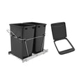 RevAShelf Double Pullout Trash Can 35 qt.& Flip Top Waste Bin Lid, Black
