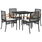 vidaXL Garden Dining Set with Cushions 3 Pieces, Table and Chairs, Relaxing Armchairs, Seats for Patio Terrace, Synthetic Rattan Black